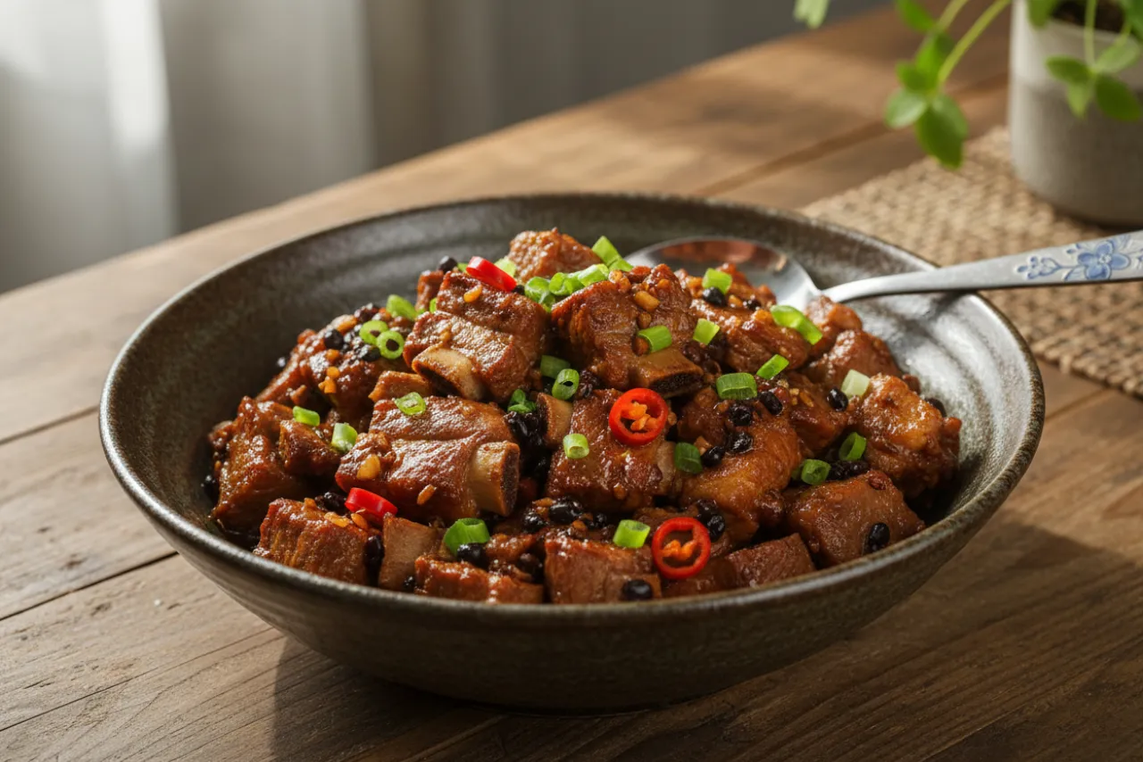 Steamed Black Bean Ribs — a keto dinner chinese recipe with about 1g of fiber