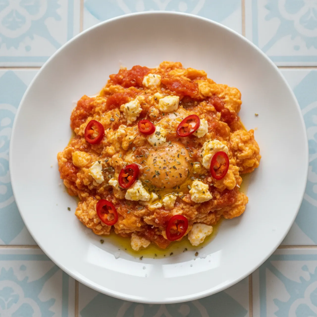 Strapatsada — a Mediterranean breakfast greek recipe with about 3g of fiber