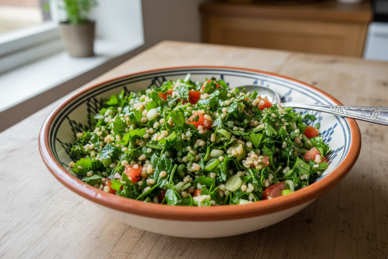 Tabbouleh — a anti-inflammatory dinner middle eastern recipe with about 7g of fiber