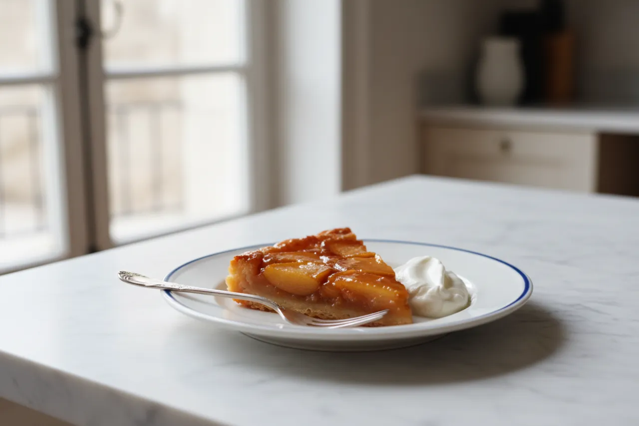 Tarte Tatin — French recipe, finished and plated
