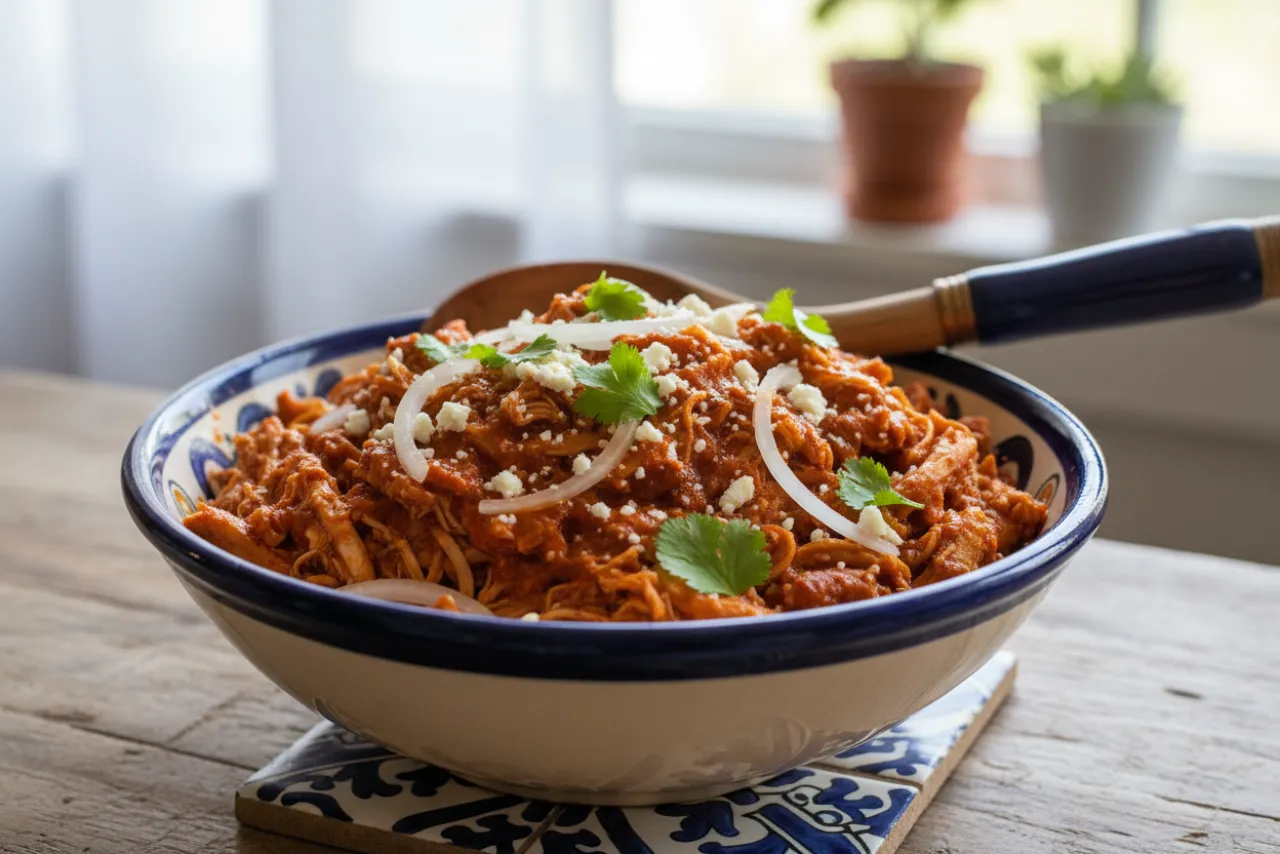 Tinga de Pollo — Mexican recipe, finished and plated