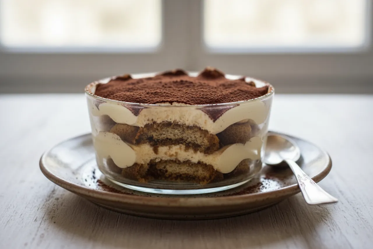 Tiramisu — Italian recipe, finished and plated