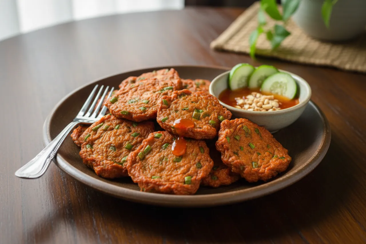 Thai Fish Cakes — Thai recipe, finished and plated