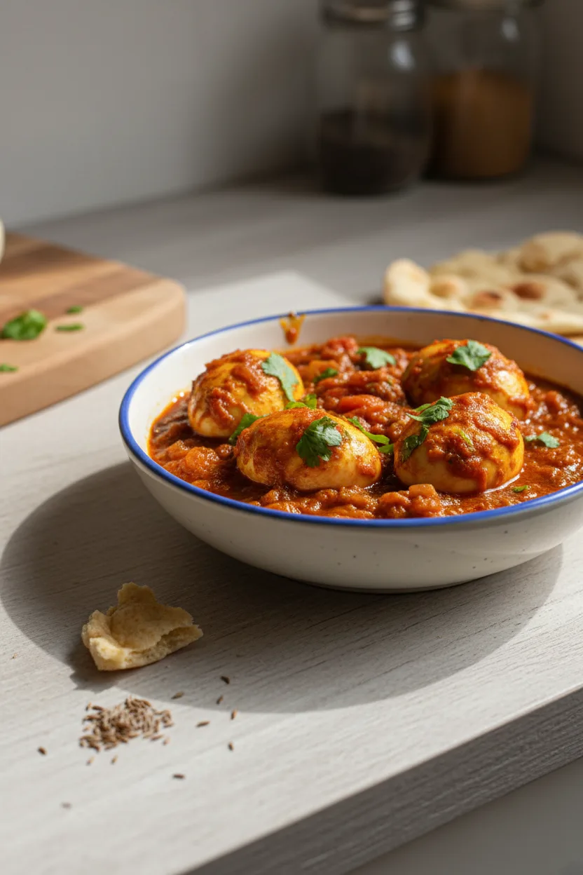 Anda Curry — Indian recipe, finished and plated