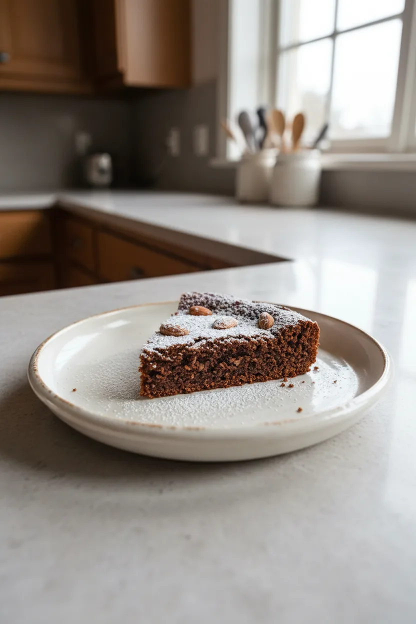 Torta Caprese — Italian recipe, finished and plated