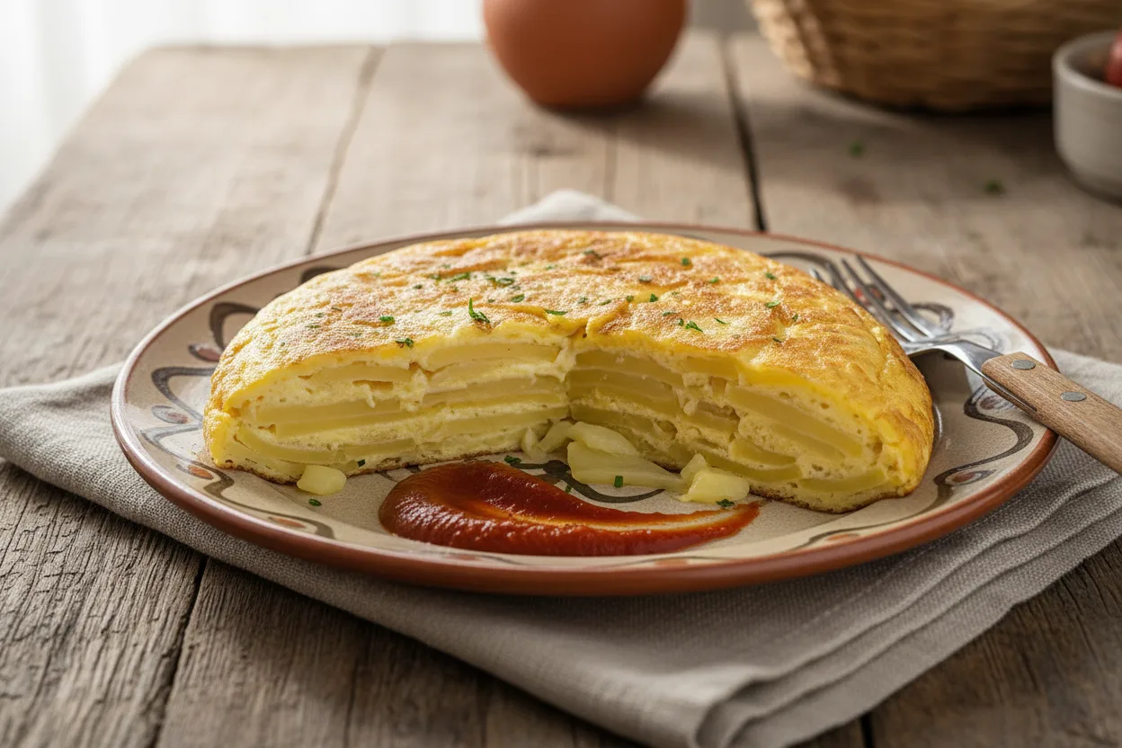 Tortilla Espanola — Spanish recipe, finished and plated
