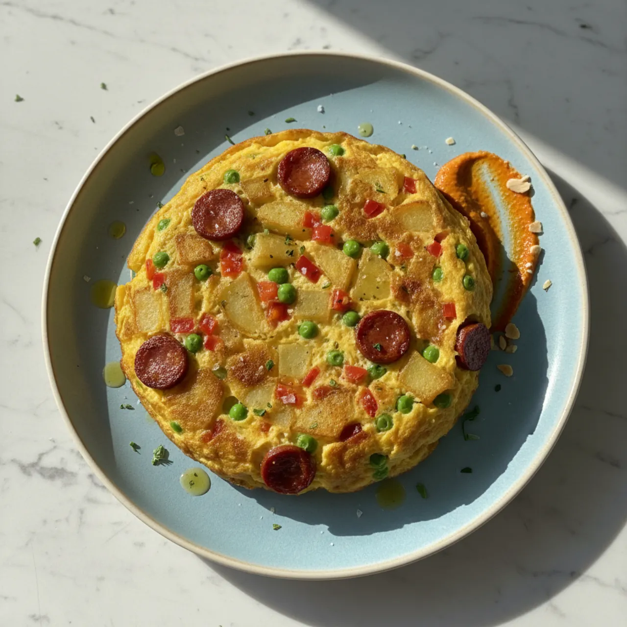 Tortilla Paisana — a Mediterranean breakfast spanish recipe with about 4g of fiber