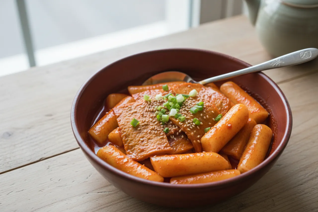 Tteokbokki — Korean recipe, finished and plated