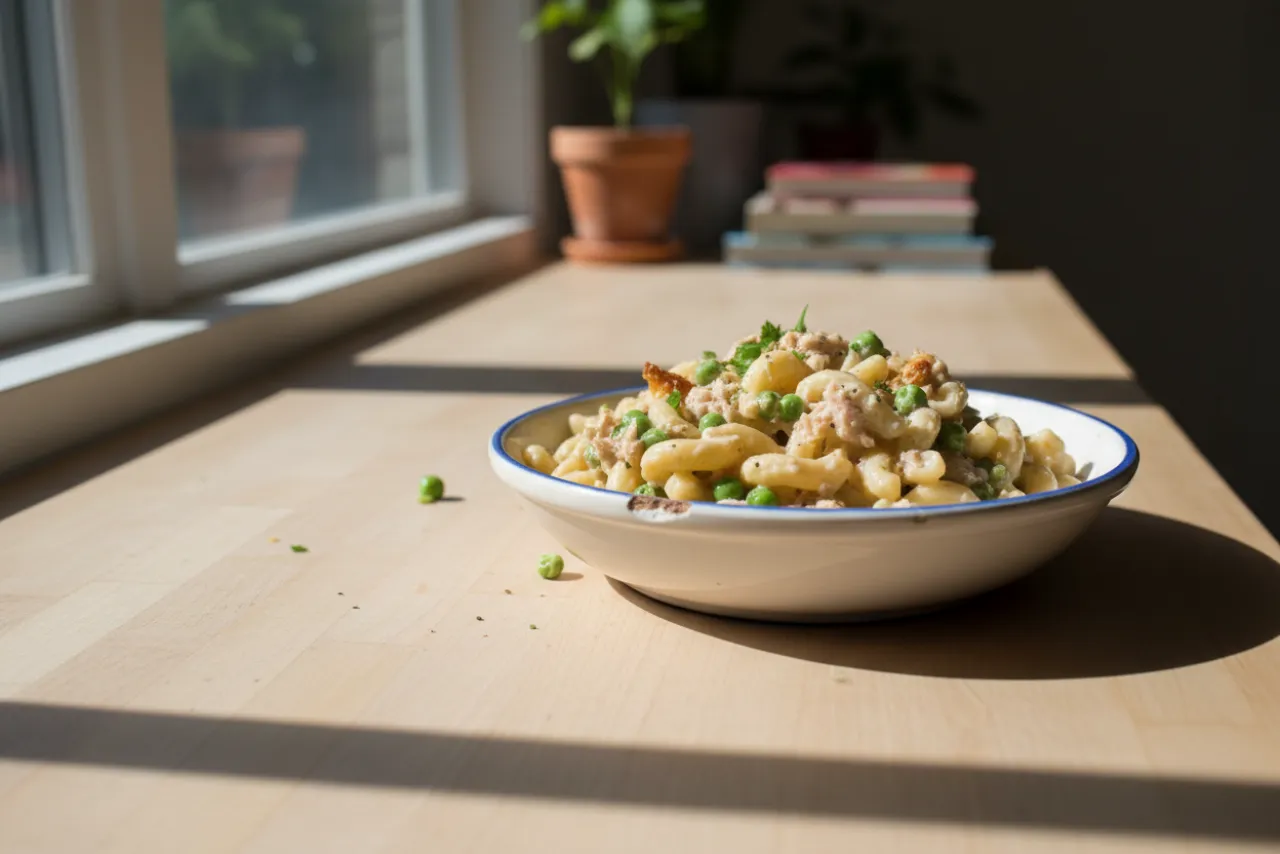 Tuna Noodle Skillet — a one-pot american recipe with about 8g of fiber