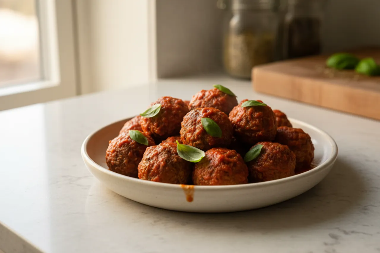 Turkey Meatballs in Marinara — a high-protein dinner italian recipe with about 2g of fiber