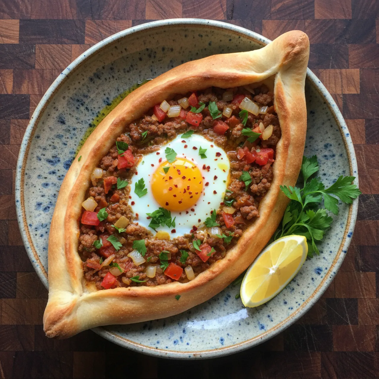 Turkish Pide — a Mediterranean lunch mediterranean recipe with about 2g of fiber