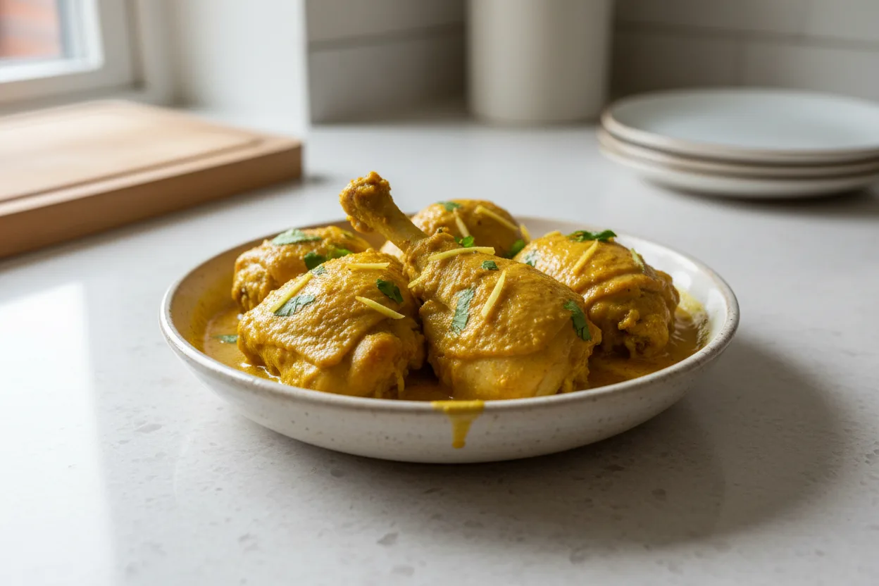 Adrak Haldi Murgh (Turmeric Ginger Chicken) — a high-protein dinner indian recipe with about 1g of fiber