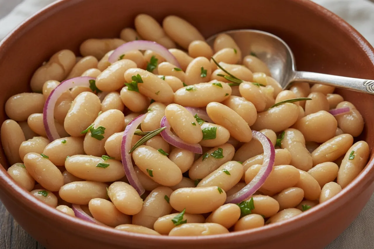 Tuscan White Bean Salad — a lunch meal prep italian recipe with about 7g of fiber
