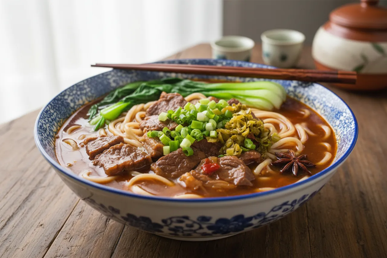 Taiwanese Beef Noodle Soup — a high-protein pasta chinese recipe with about 4g of fiber