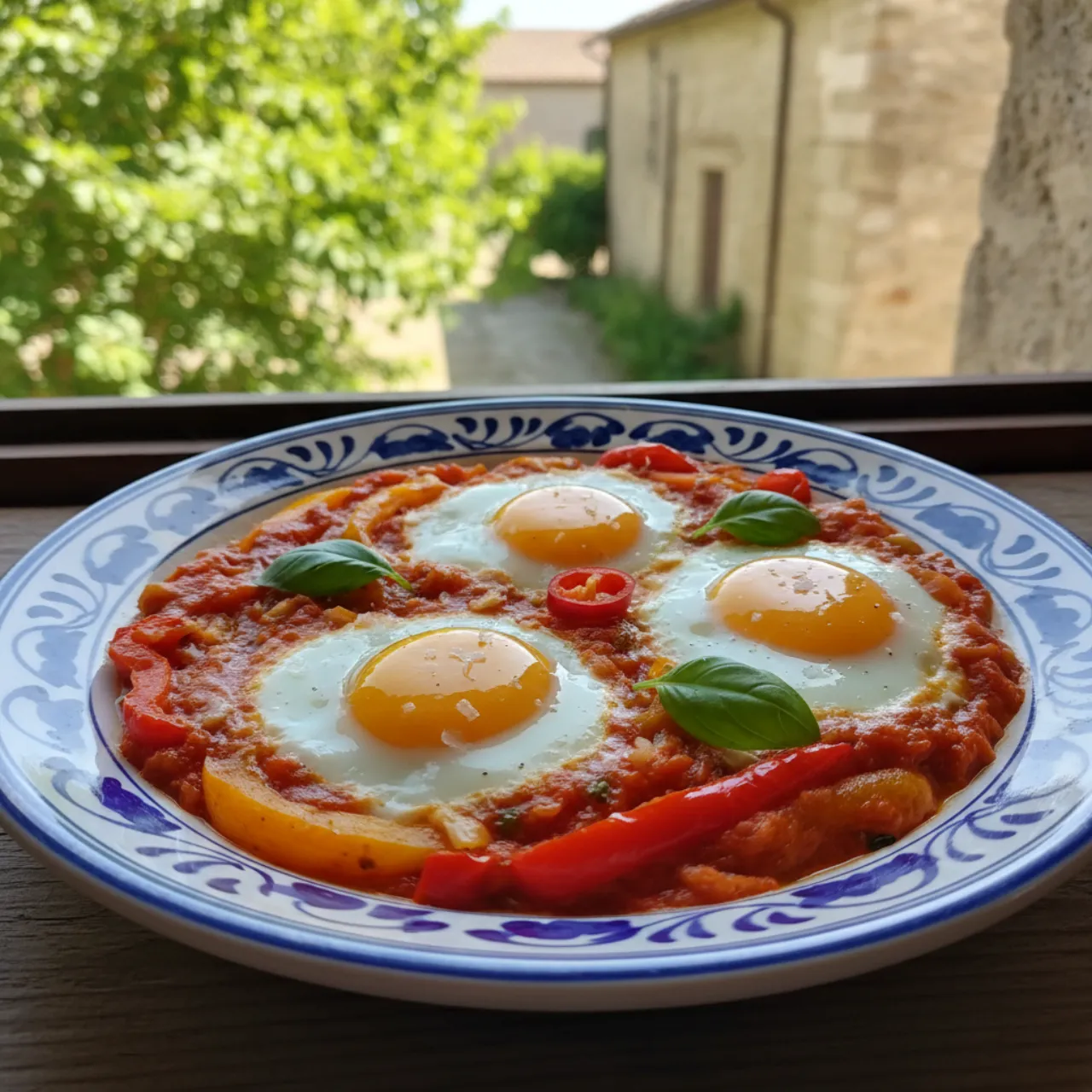 Eggs in Pepper Sauce — a Mediterranean breakfast italian recipe with about 5g of fiber