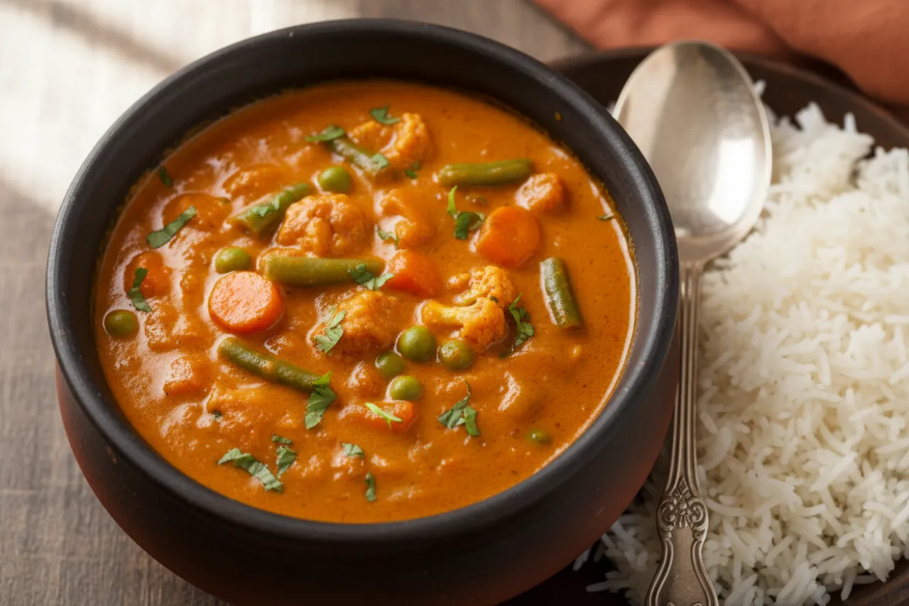 Veg Handi — Indian recipe, finished and plated