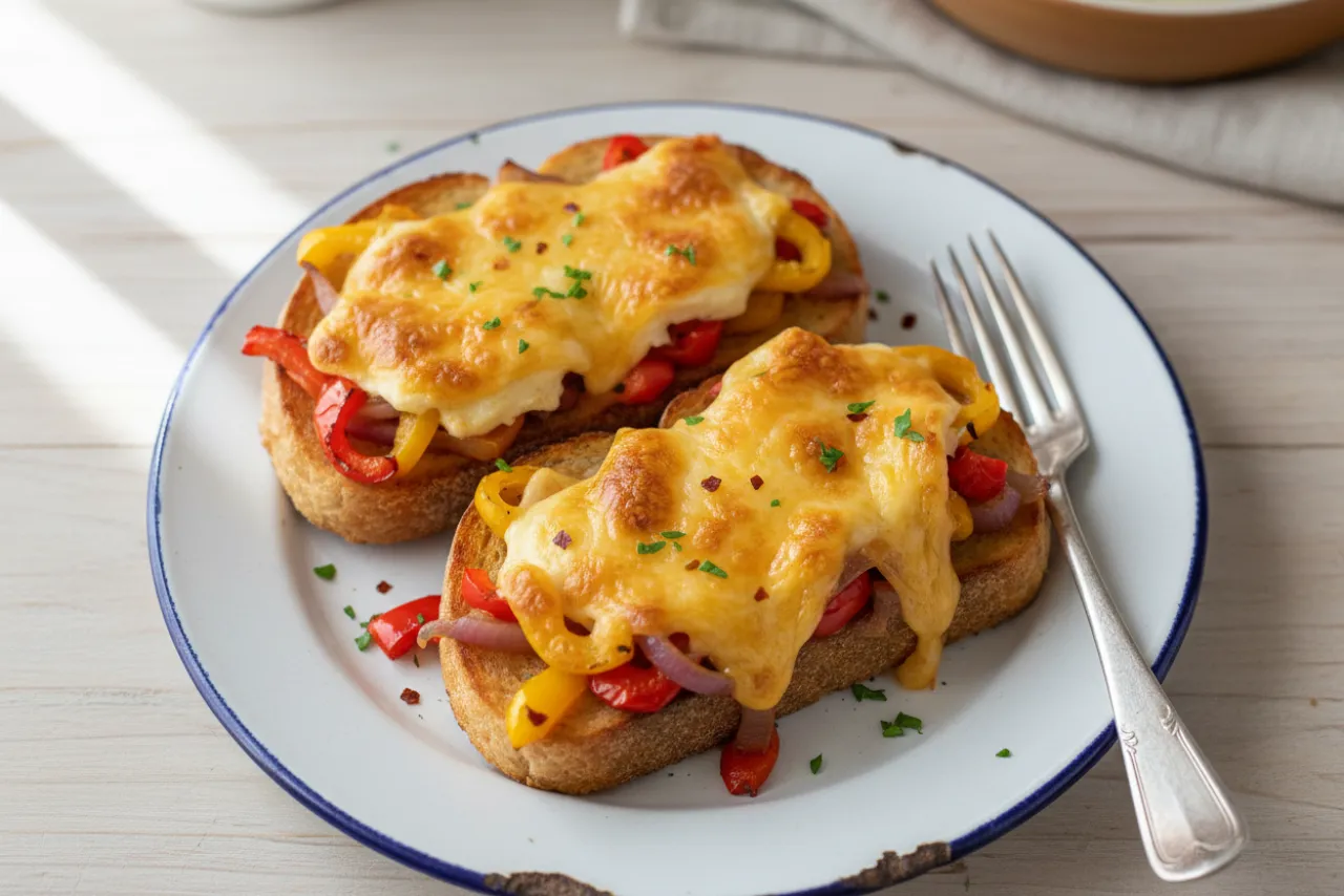 Roasted Pepper & Onion Melt — American recipe, finished and plated