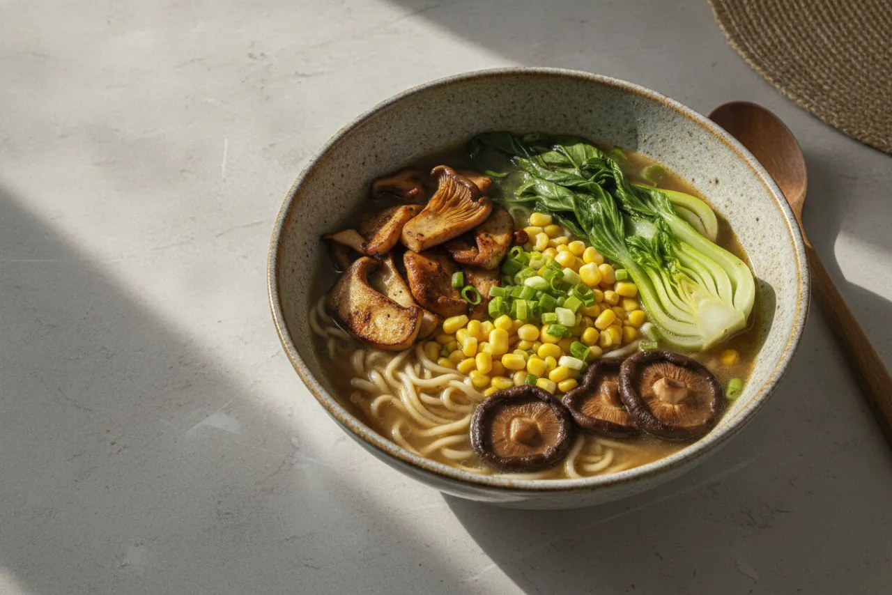 Veggie Ramen — Japanese recipe, finished and plated