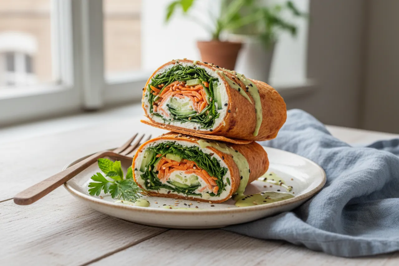 Crunchy Veggie Wrap — a lunch meal prep american recipe with about 4g of fiber
