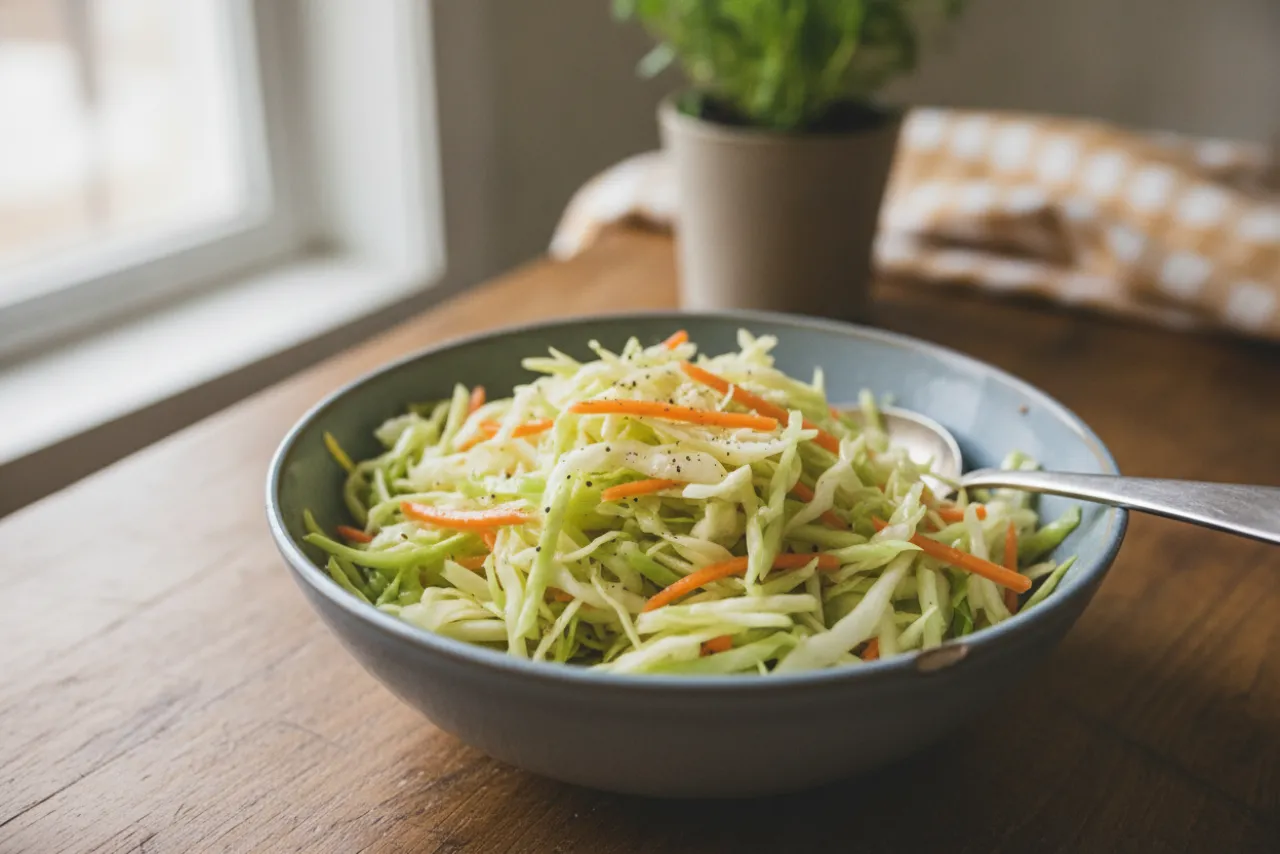Tangy Vinegar Slaw — American recipe, finished and plated