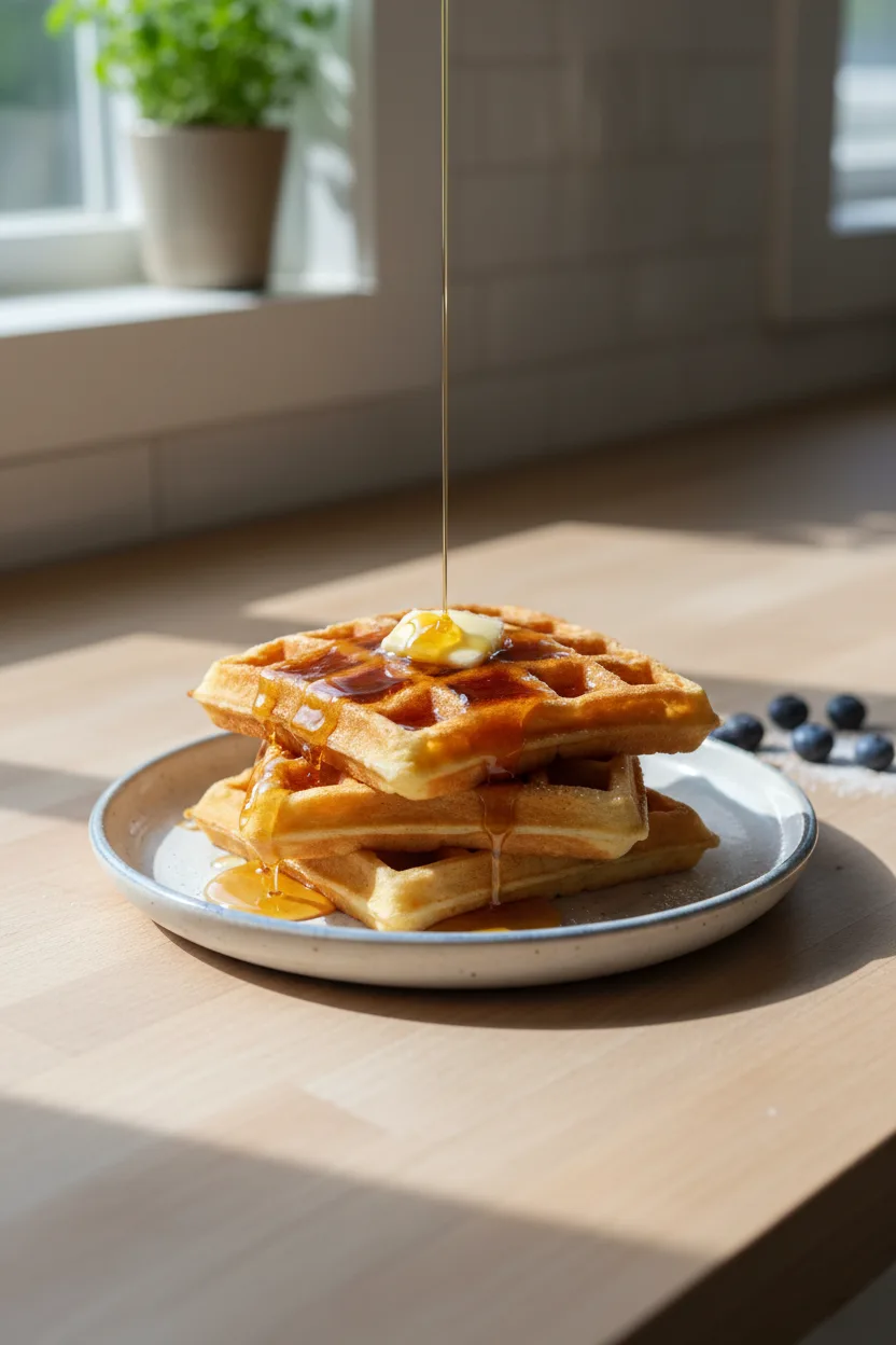 Waffles — American recipe, finished and plated