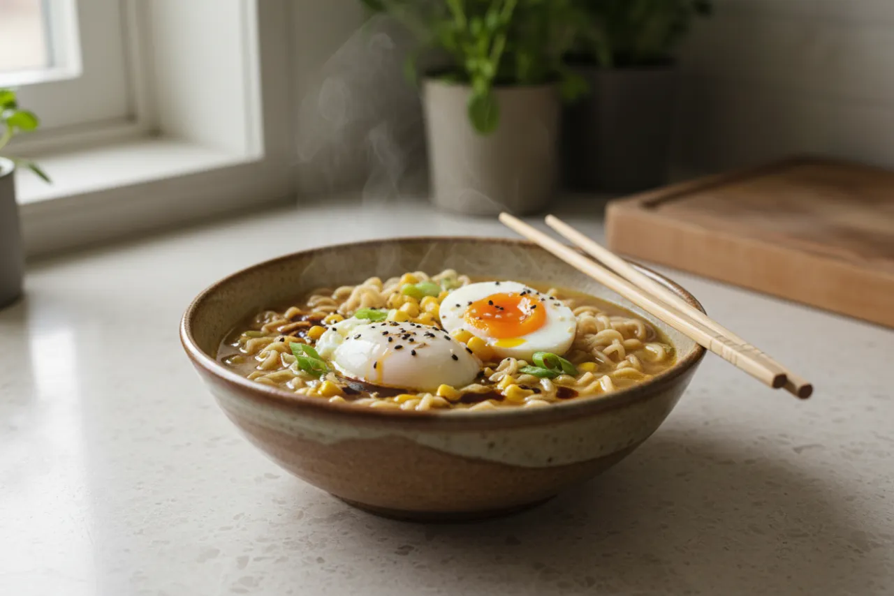 15-Minute Weeknight Ramen — Japanese recipe, finished and plated