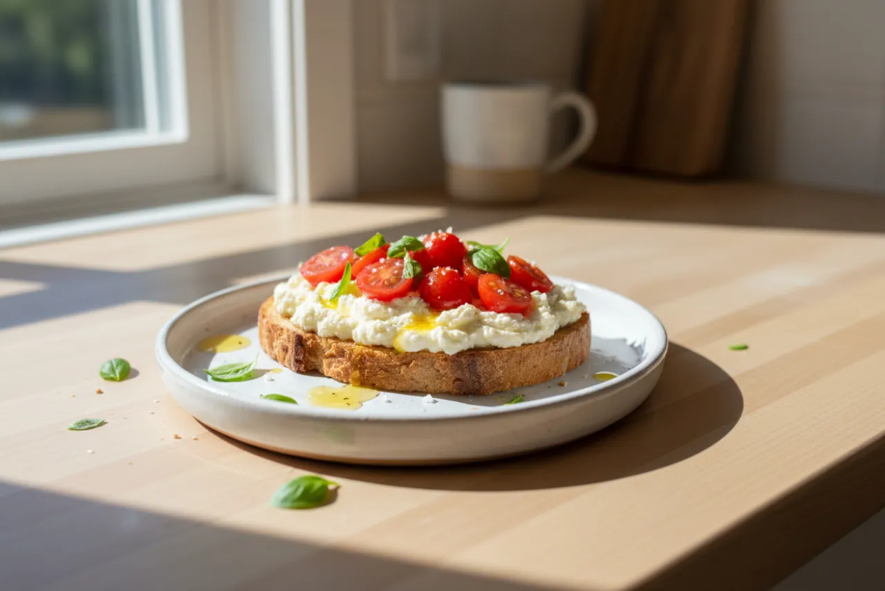 Whipped Cottage Cheese Toast — a high-protein breakfast american recipe with about 2g of fiber