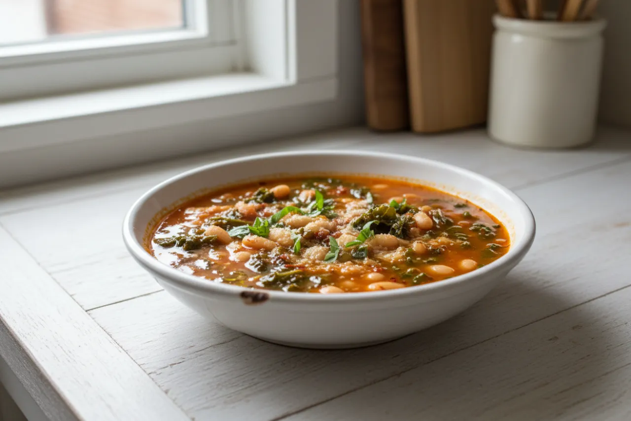 White Bean & Kale Stew — a high-fiber dinner italian recipe with about 15g of fiber