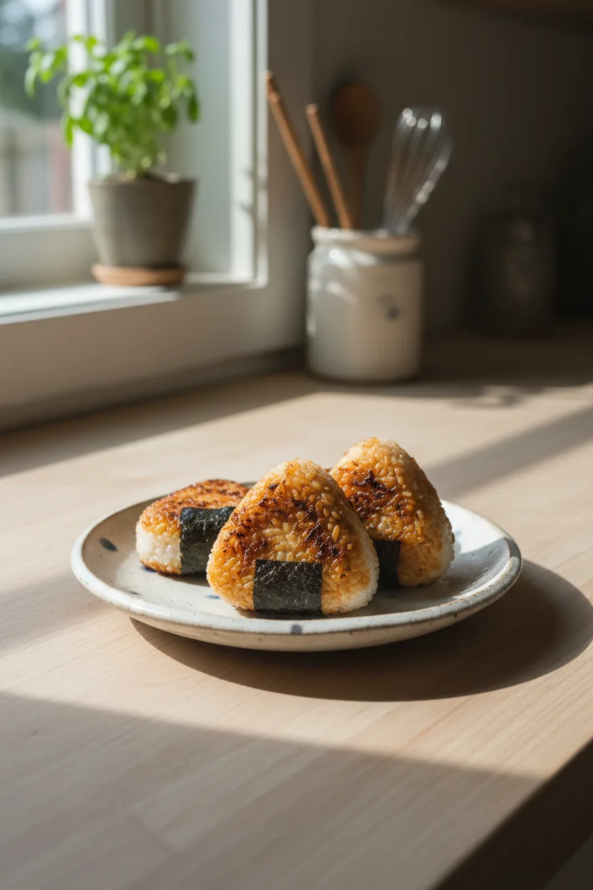 Yaki Onigiri — Japanese recipe, finished and plated