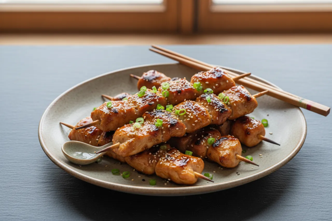 Yakitori — a low-calorie high-protein japanese recipe with about 1g of fiber
