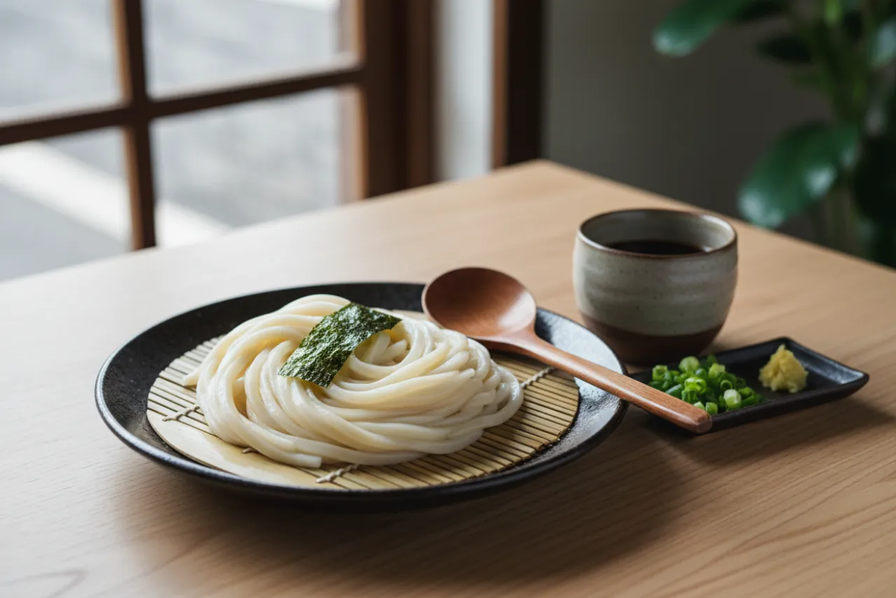 Zaru Udon — Japanese recipe, finished and plated