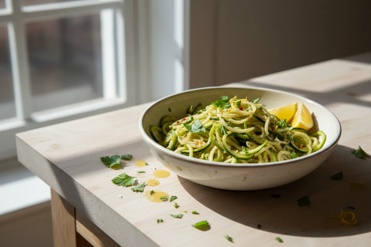 Zucchini Noodles with Lemon & Herbs — a anti-inflammatory dinner italian recipe with about 5g of fiber